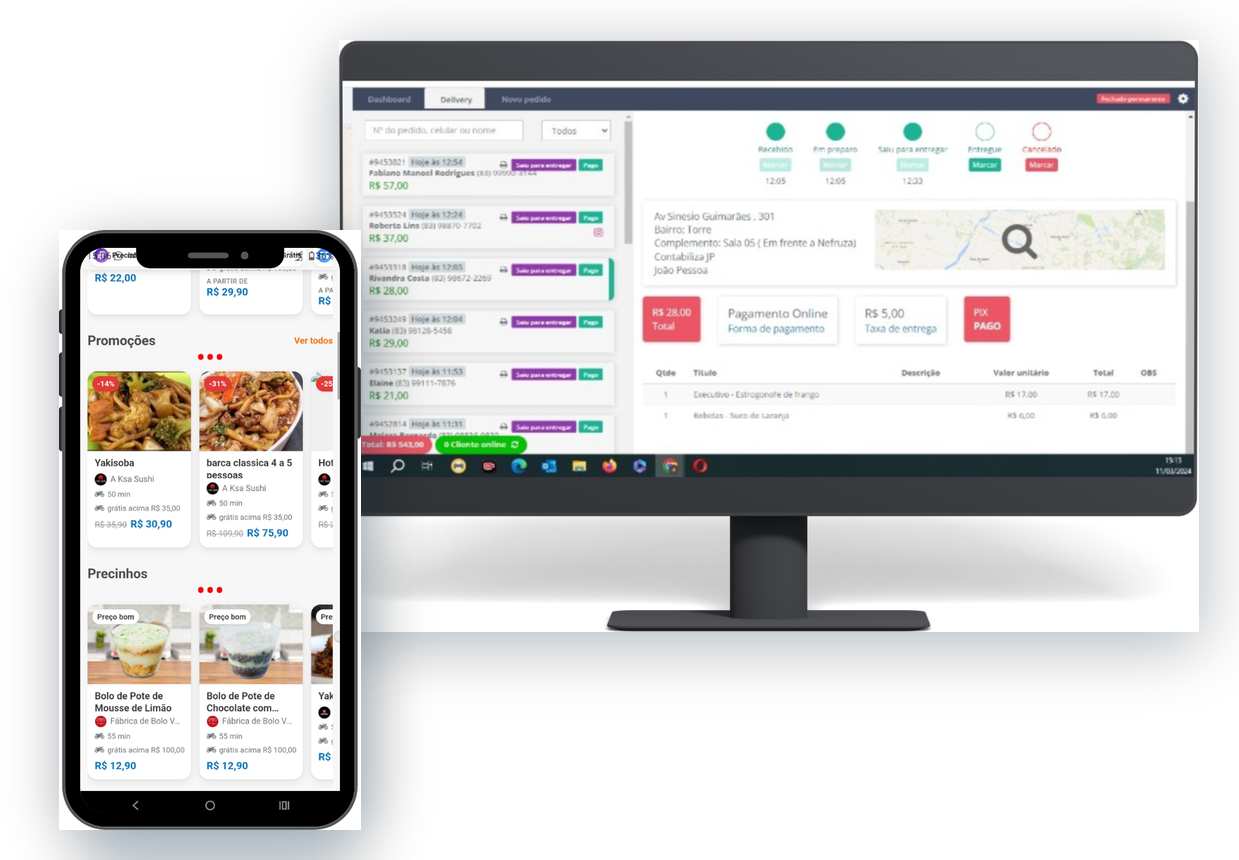 Painel de gestão e app da Fácil Web
